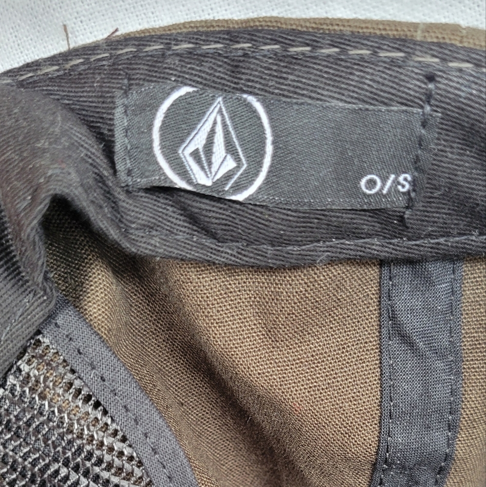 Volcom Stone Brown Trucker Hat Orange Patch Logo Snapback Cap OS Adjustable - Picture 8 of 8